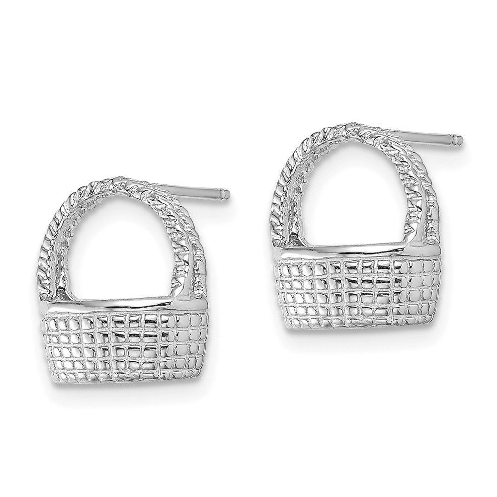 14K Weißgold Korb Flach Rückseite Ohrstecker