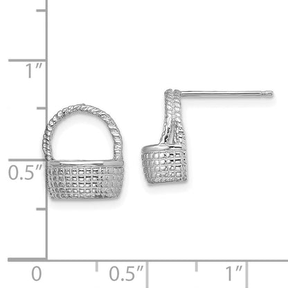 14K Weißgold Korb Flach Rückseite Ohrstecker