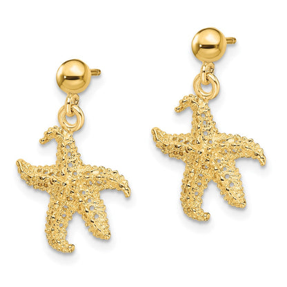 14K Gelbgold 3d Seestern Stecker Ohrhänger
