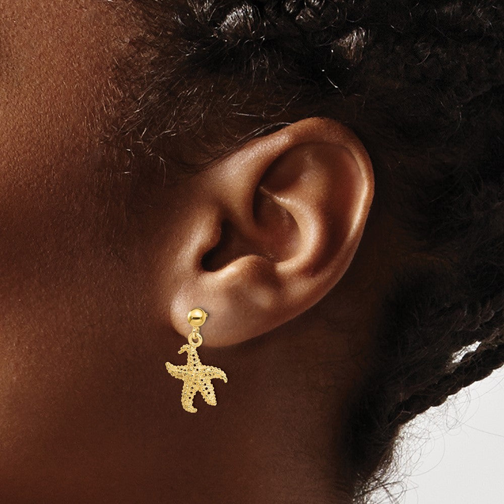 14K Gelbgold 3d Seestern Stecker Ohrhänger