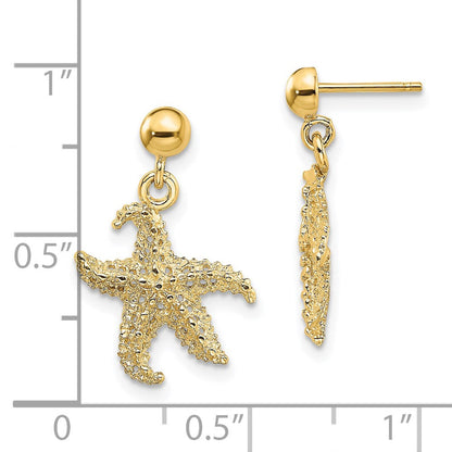 14K Gelbgold 3d Seestern Stecker Ohrhänger