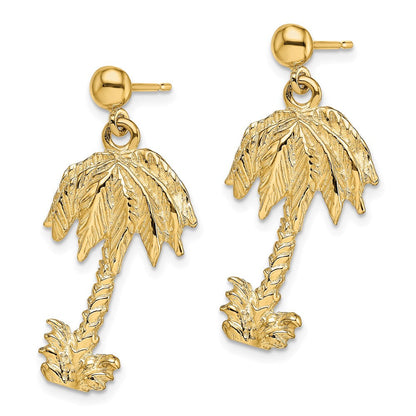 14K Gelbgold Palme Baum Stecker Ohrhänger