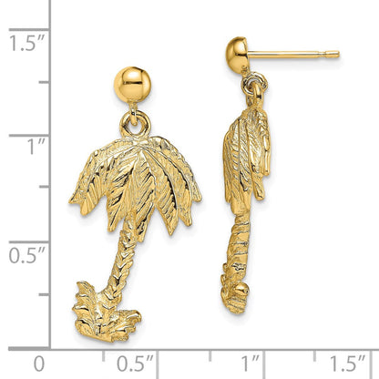 14K Gelbgold Palme Baum Stecker Ohrhänger