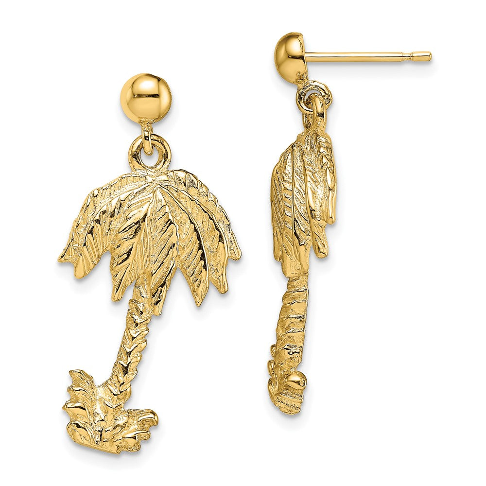 14K Gelbgold Palme Baum Stecker Ohrhänger