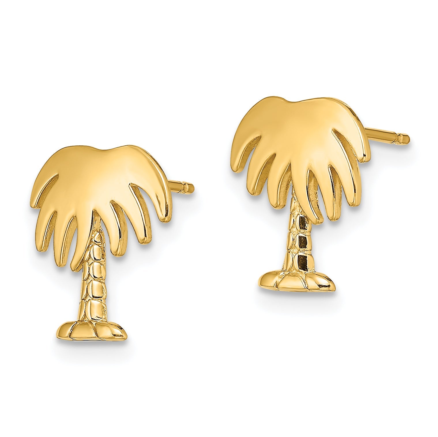 14K Gelbgold Charleston Palme Baum Ohrstecker
