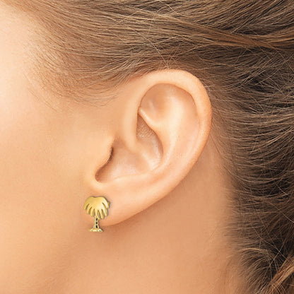 14K Gelbgold Charleston Palme Baum Ohrstecker