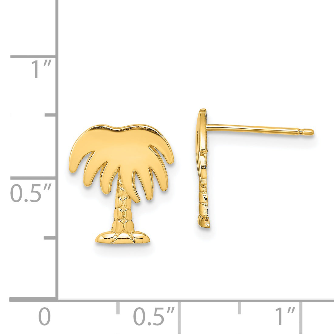 14K Gelbgold Charleston Palme Baum Ohrstecker