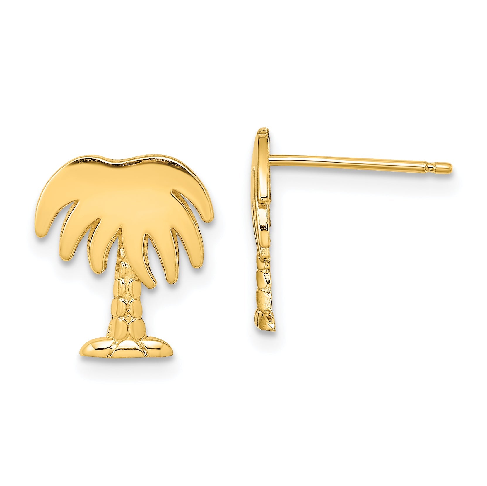 14K Gelbgold Charleston Palme Baum Ohrstecker