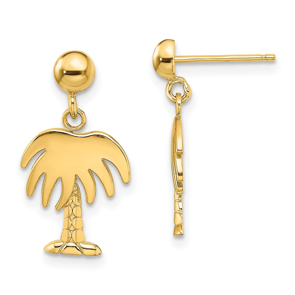 14K Gelbgold Charleston Palme Baum Ohrhänger