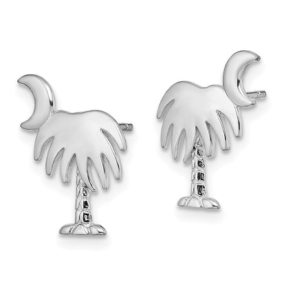 14K Weißgold Charleston Palme Baum mit Mond Ohrringe