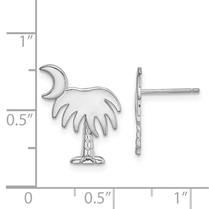14K Weißgold Charleston Palme Baum mit Mond Ohrringe
