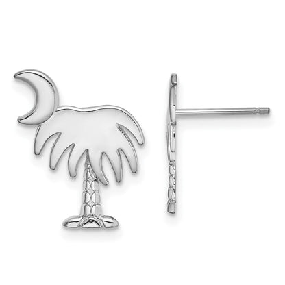 14K Weißgold Charleston Palme Baum mit Mond Ohrringe