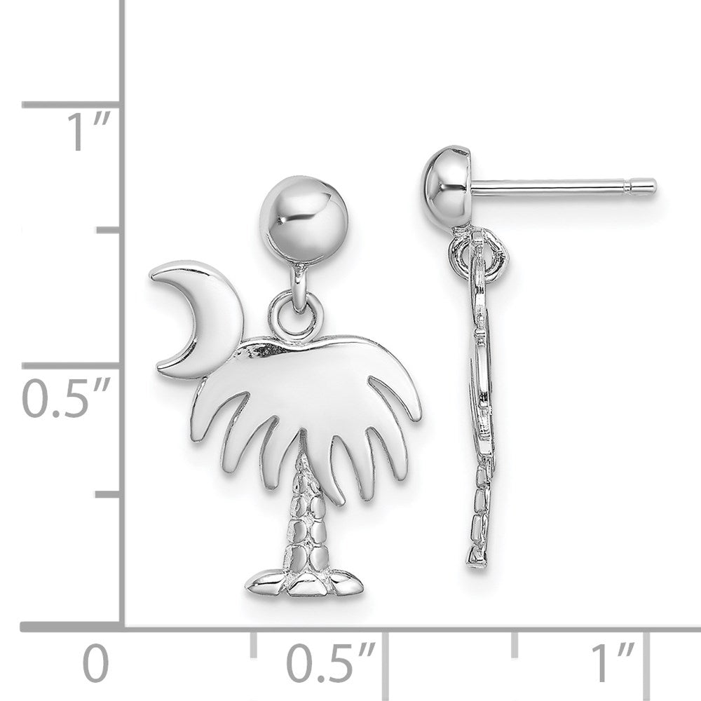 14K Weißgold Charleston Palme Baum mit Mond Ohrhänger