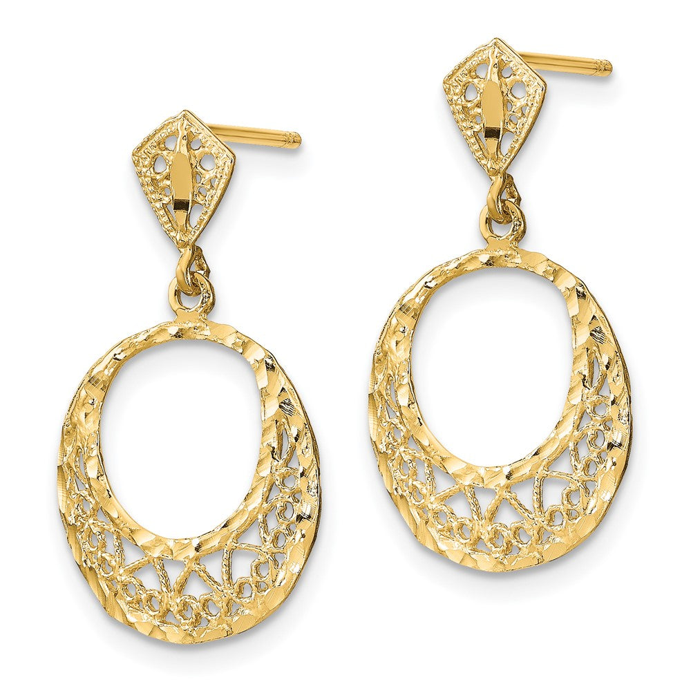 14K Gelbgold Fantasie Diamantiert Stecker Ohrhänger