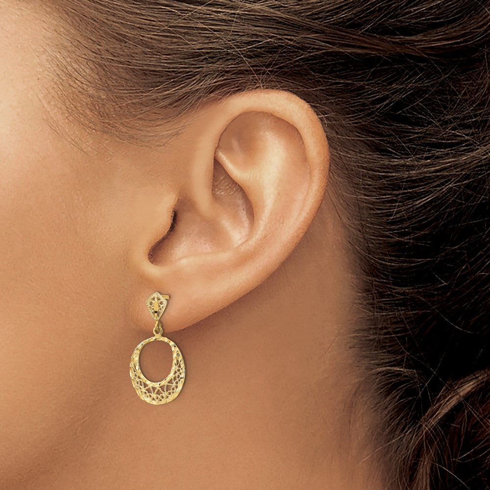 14K Gelbgold Fantasie Diamantiert Stecker Ohrhänger