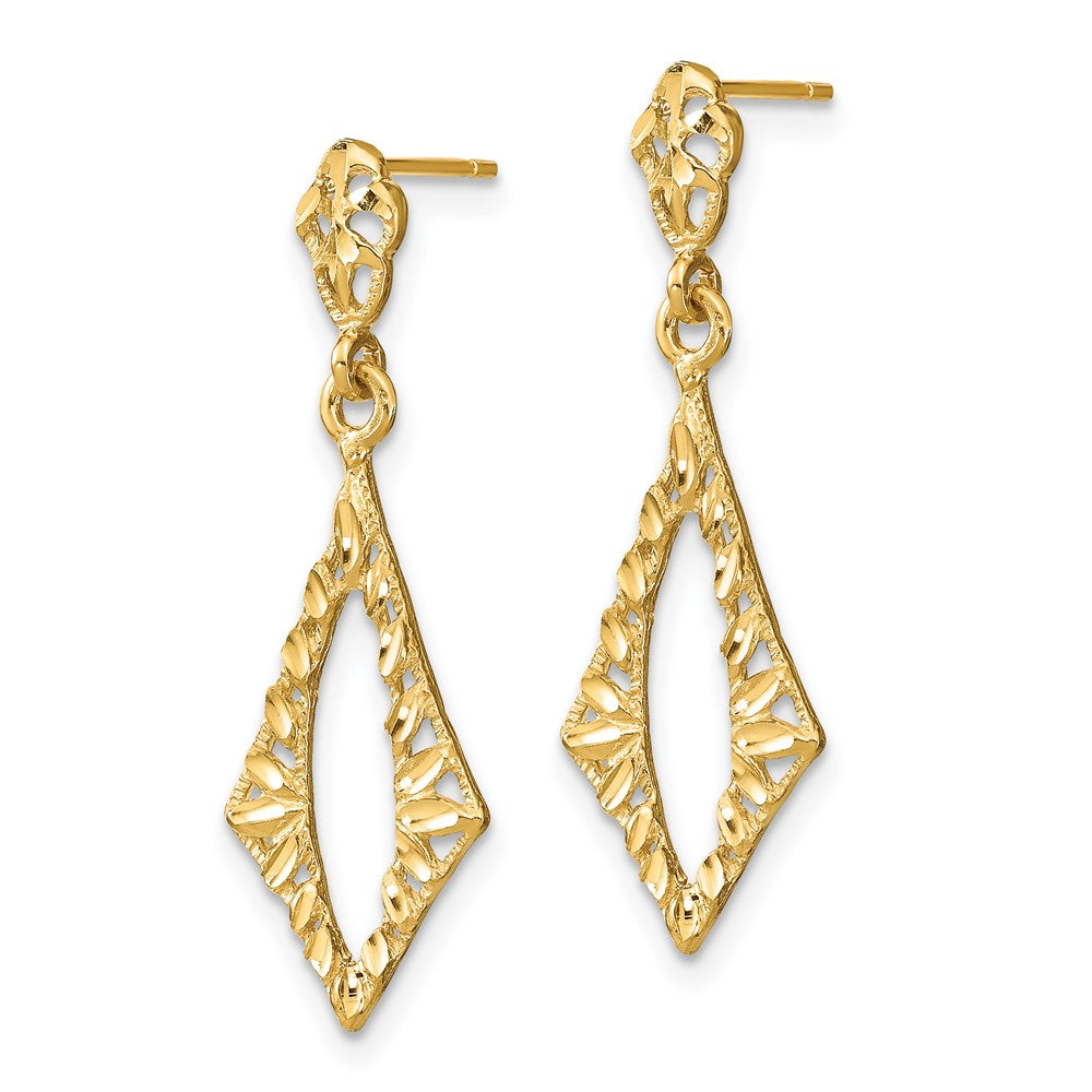 14K Gelbgold Diamantiert Diamant Form Stecker Ohrhänger