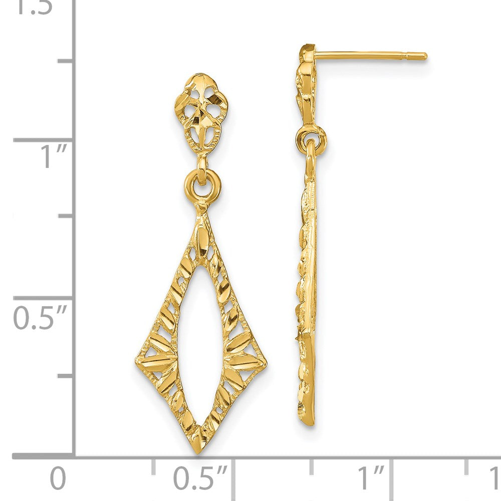 14K Gelbgold Diamantiert Diamant Form Stecker Ohrhänger