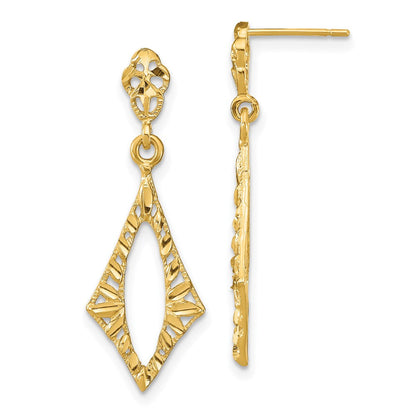14K Gelbgold Diamantiert Diamant Form Stecker Ohrhänger