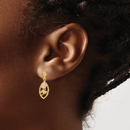 14K Bicolor Strukturiert Blume Stecker Ohrhänger
