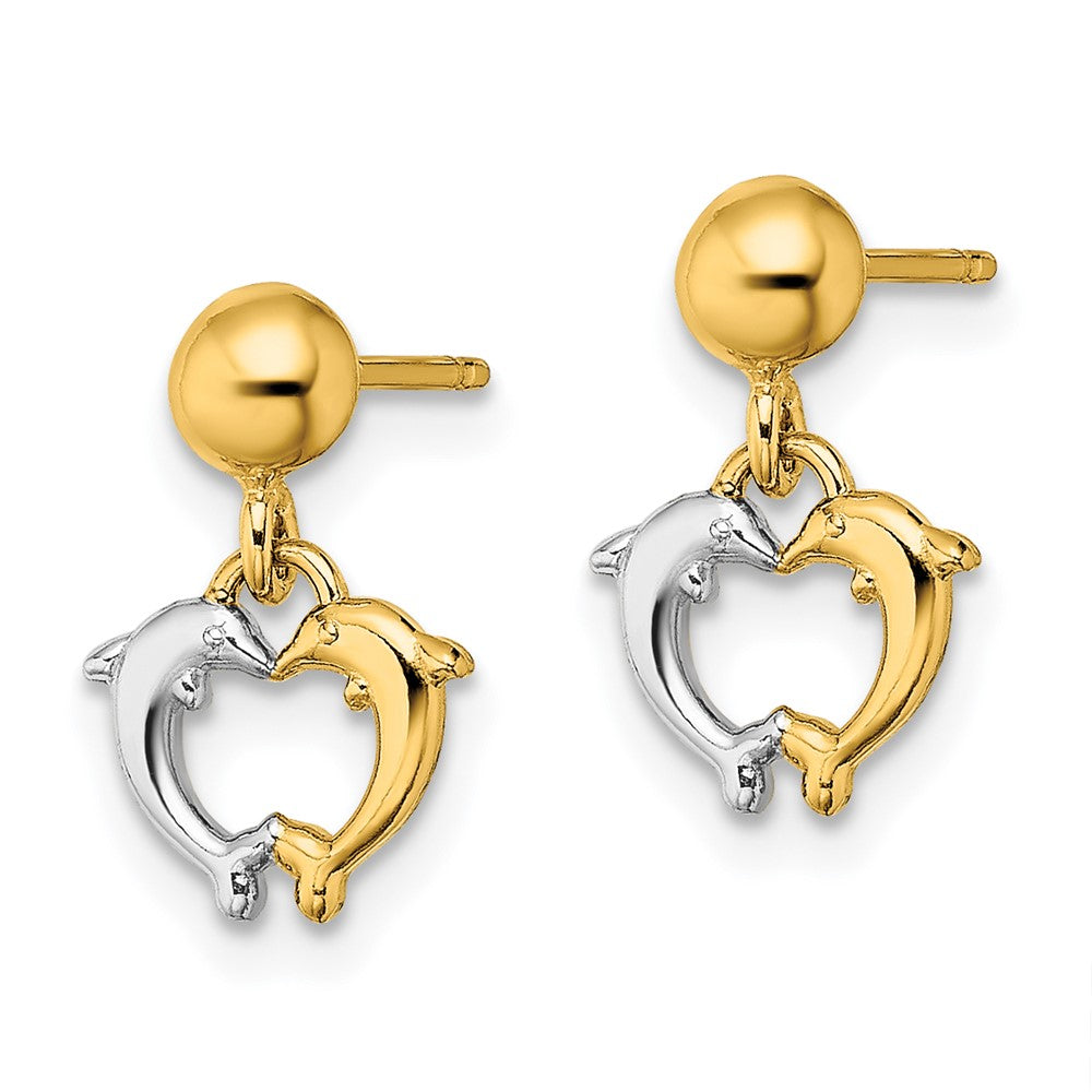 14K Gelb & Rhodium mit Delfin Ohrhänger