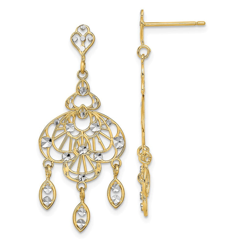 14K Gelb & Rhodium mit Rhodium Diamantiert Chandelier Fantasie Ohrringe