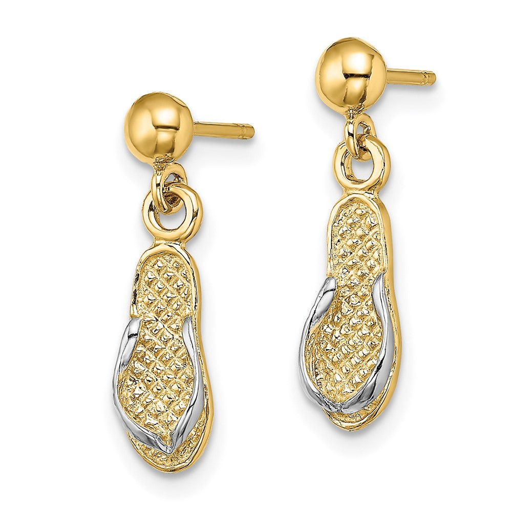 14K Gelb & Rhodium und Flip Flop Stecker Ohrhänger