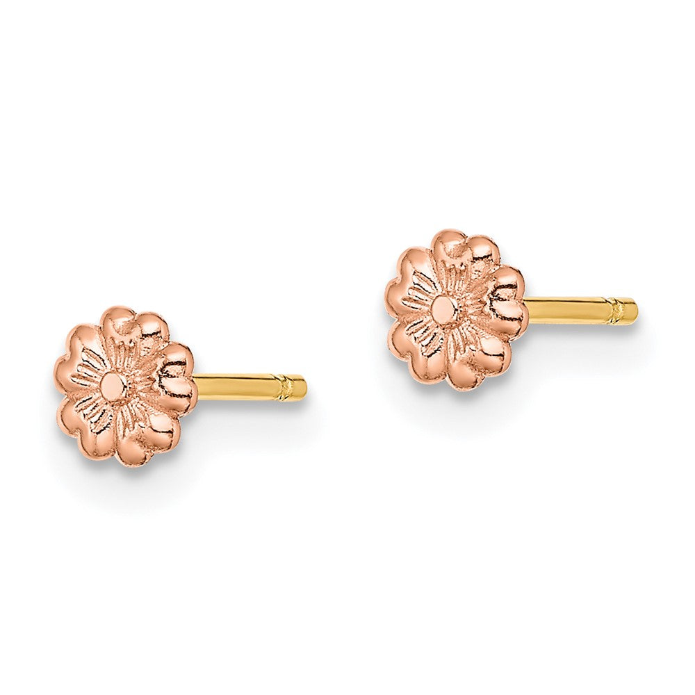 14K Bicolor Roségold mit Gelb Stecker Blume Ohrringe
