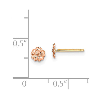 14K Bicolor Roségold mit Gelb Stecker Blume Ohrringe