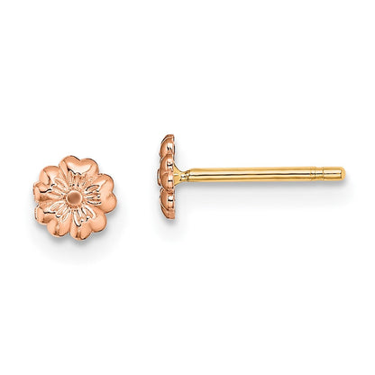 14K Bicolor Roségold mit Gelb Stecker Blume Ohrringe