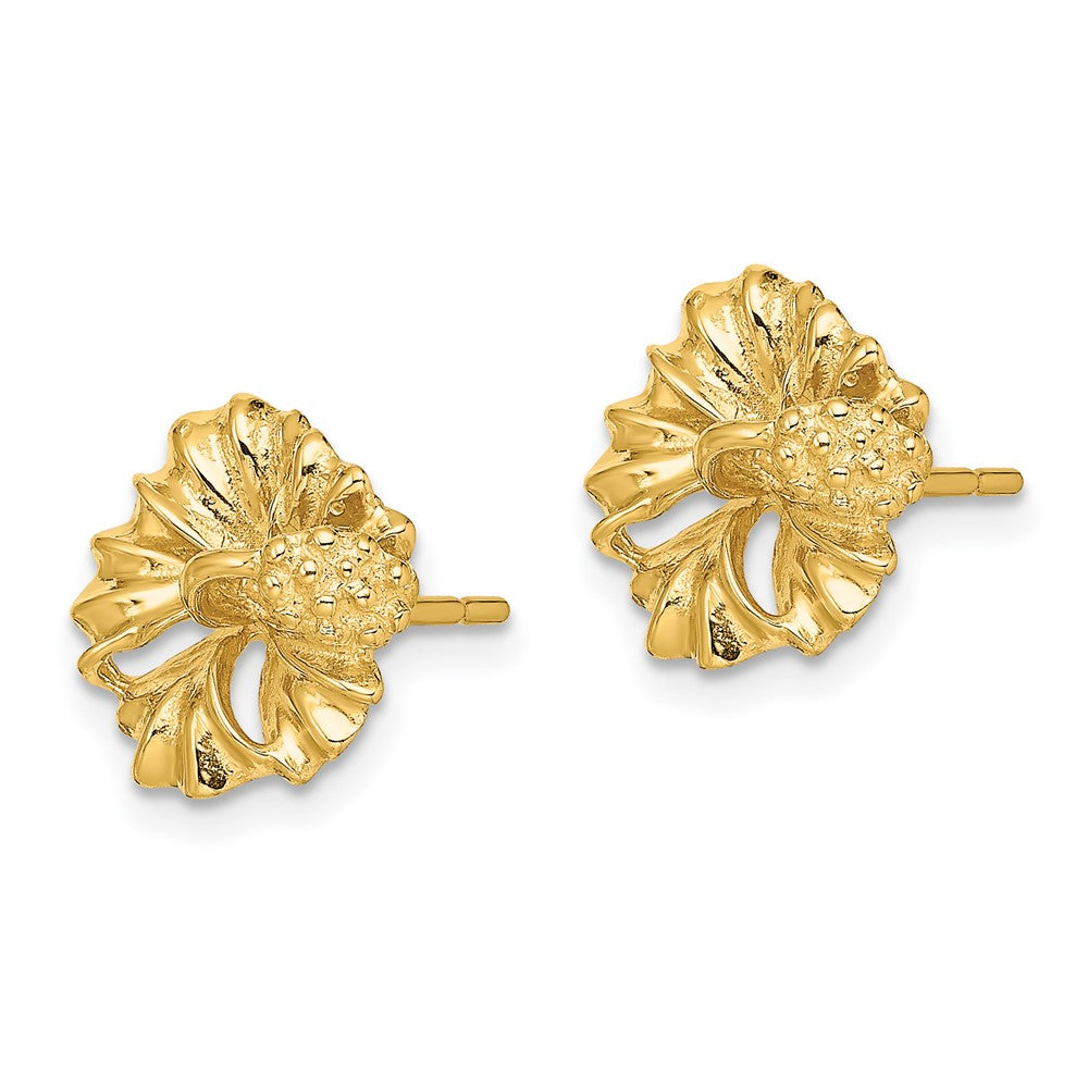 14K Gelbgold 2-d Hibiscus Blume Ohrstecker