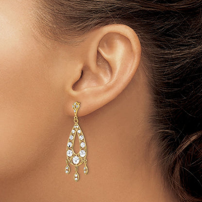 14K Gelb & Rhodium mit Rhodium Diamantiert Chandelier Oval Ohrhänger