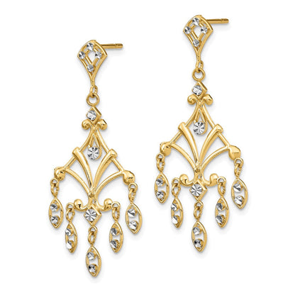 14K Gelb & Rhodium mit Rhodium Diamantiert Chandelier Style Ohrhänger