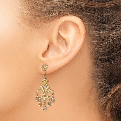 14K Gelb & Rhodium mit Rhodium Diamantiert Chandelier Style Ohrhänger