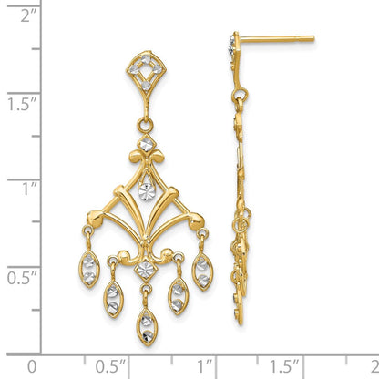 14K Gelb & Rhodium mit Rhodium Diamantiert Chandelier Style Ohrhänger