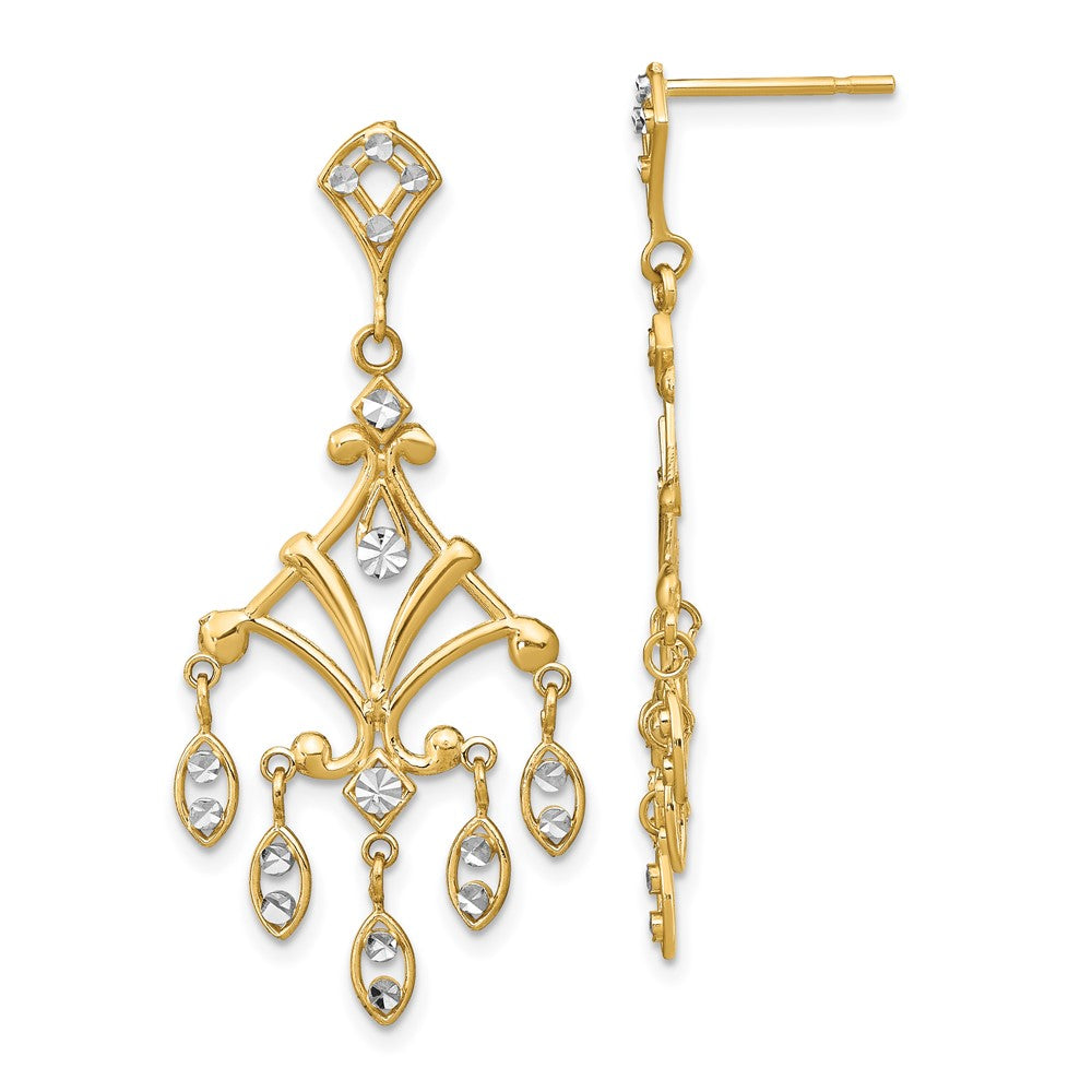 14K Gelb & Rhodium mit Rhodium Diamantiert Chandelier Style Ohrhänger