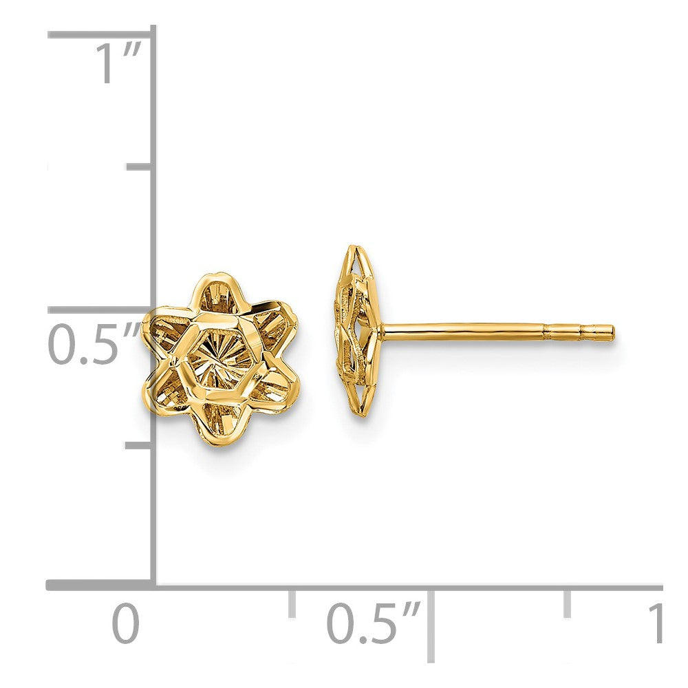 14K Gelbgold Diamantiert Blumen Ohrstecker