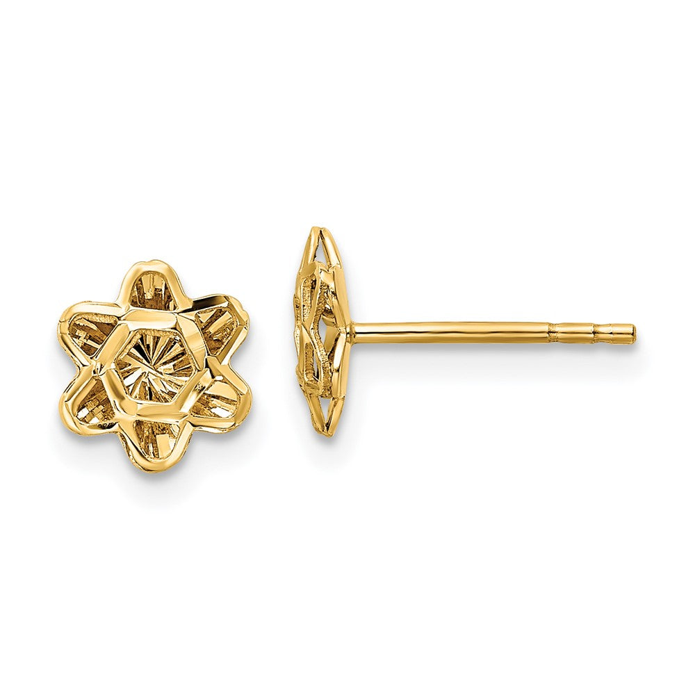 14K Gelbgold Diamantiert Blumen Ohrstecker