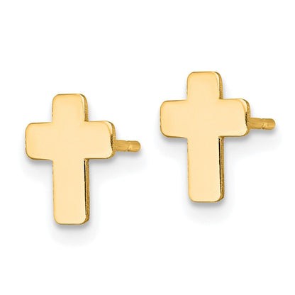 14K Gelbgold Gold Poliert Kreuz Ohrstecker