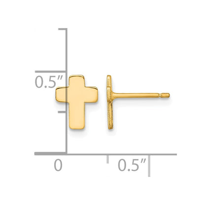 14K Gelbgold Gold Poliert Kreuz Ohrstecker