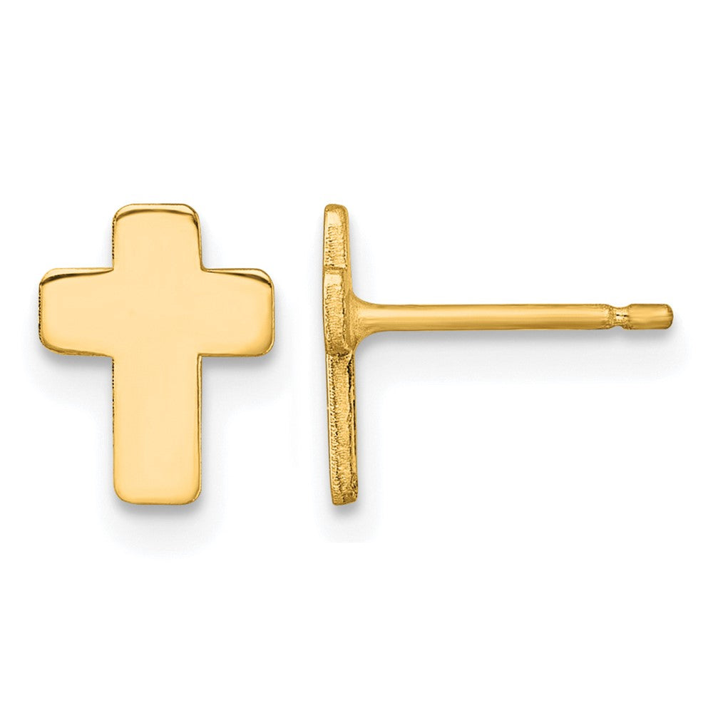 14K Gelbgold Gold Poliert Kreuz Ohrstecker