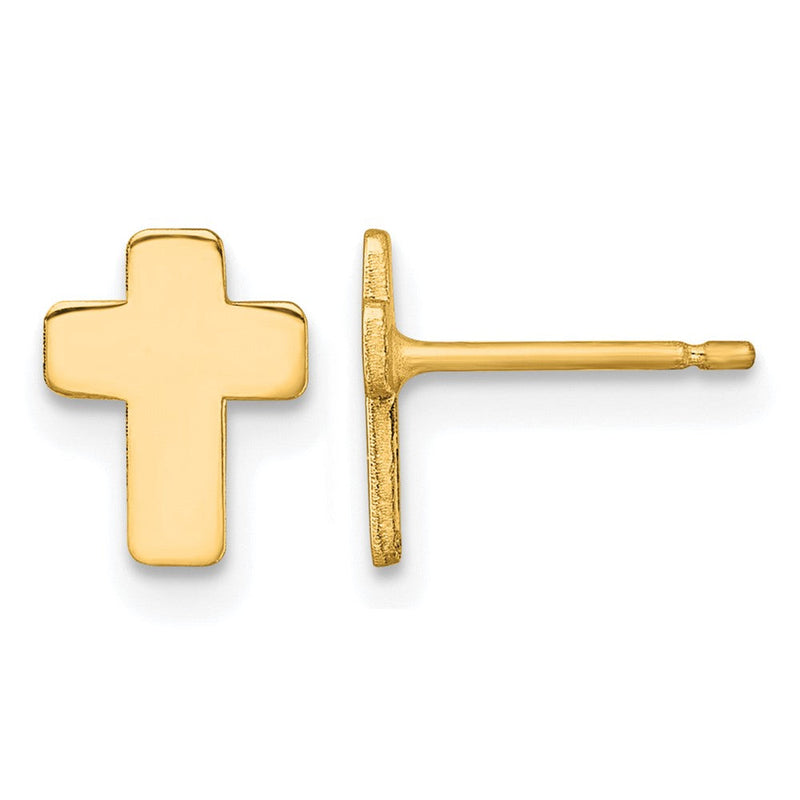 14K Gelbgold Gold Poliert Kreuz Ohrstecker