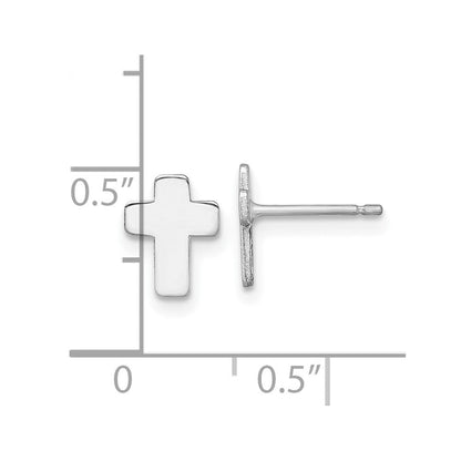 14K Weißgold Poliert Kreuz Ohrstecker