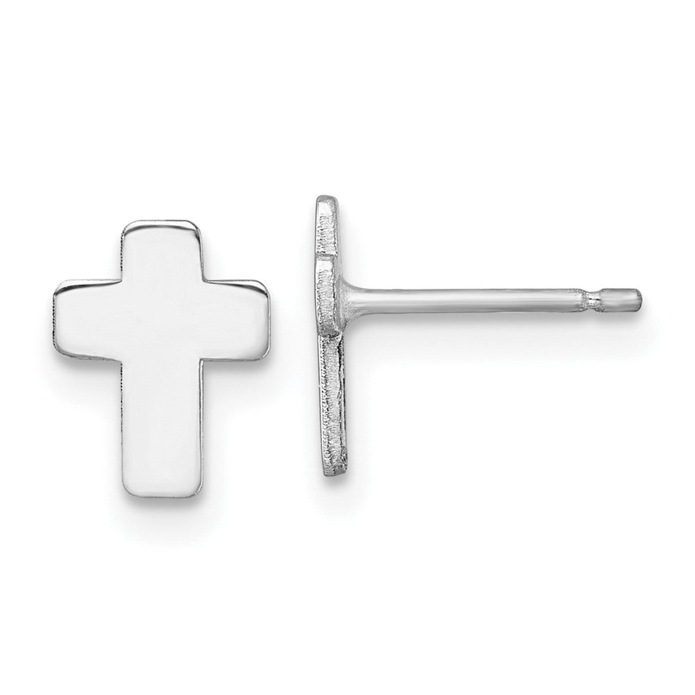 14K Weißgold Poliert Kreuz Ohrstecker