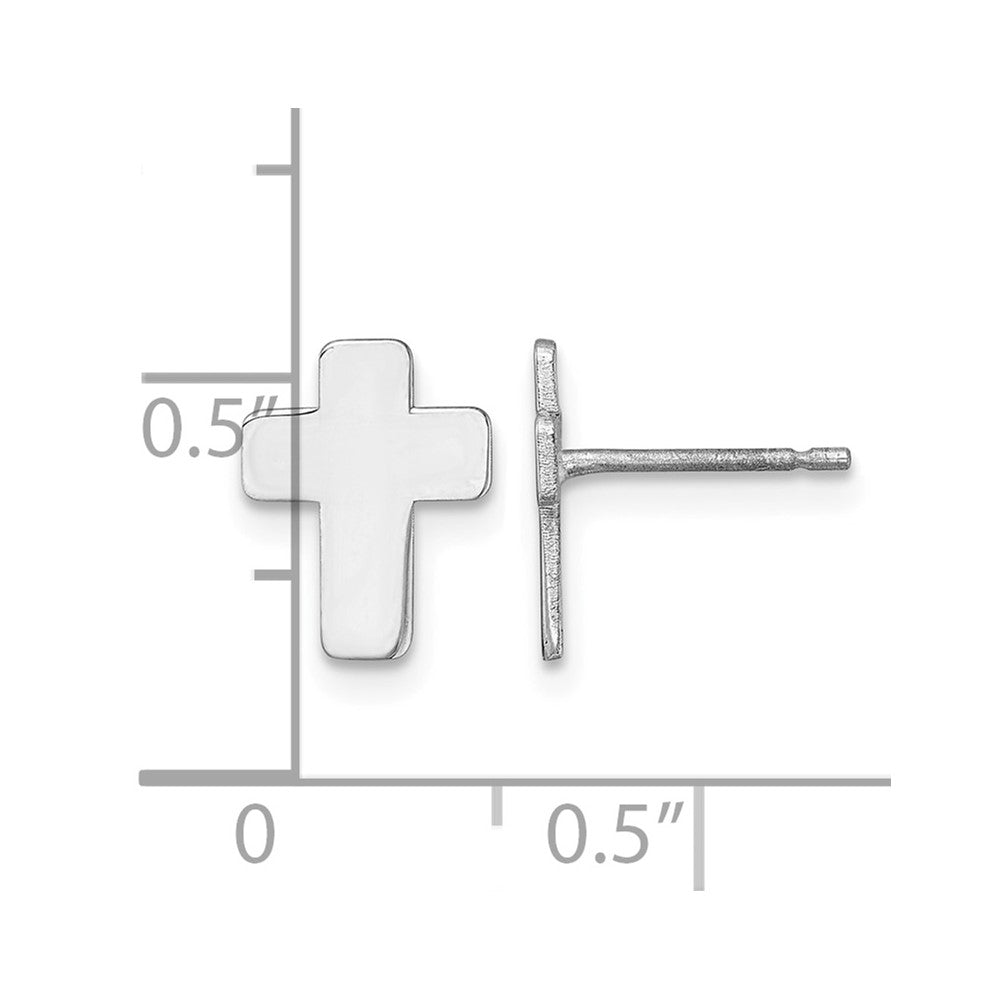 14K Weißgold Poliert Kreuz Ohrstecker