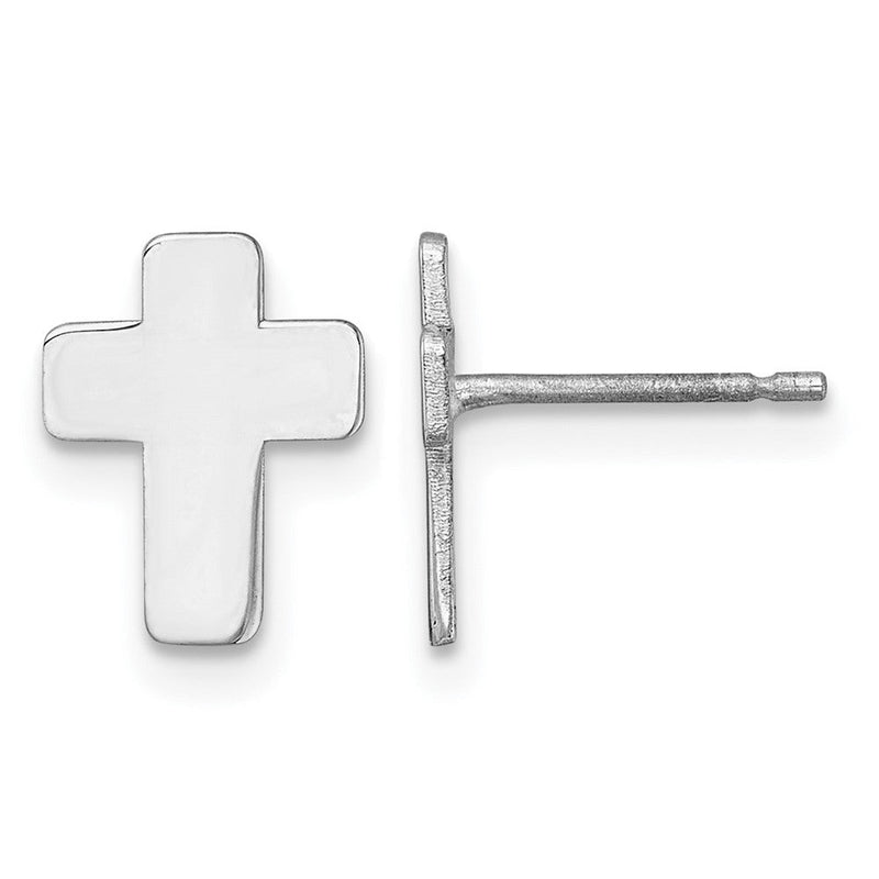 14K Weißgold Poliert Kreuz Ohrstecker
