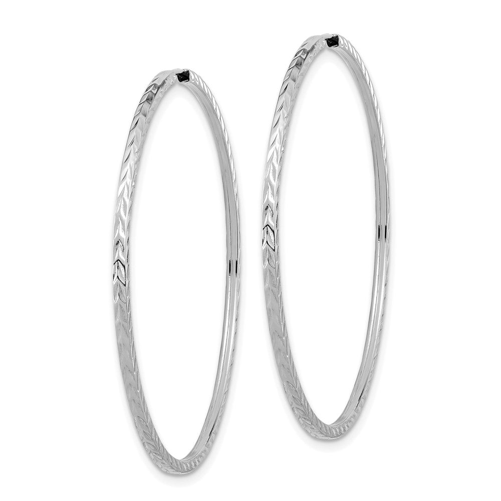 14K Weißgold Diamantiert Quadratisch Röhre Endlos Creolen