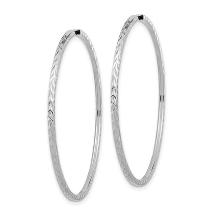 14K Weißgold Diamantiert Quadratisch Röhre Endlos Creolen