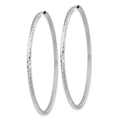 14K Weißgold Diamantiert Quadratisch Röhre Endlos Creolen