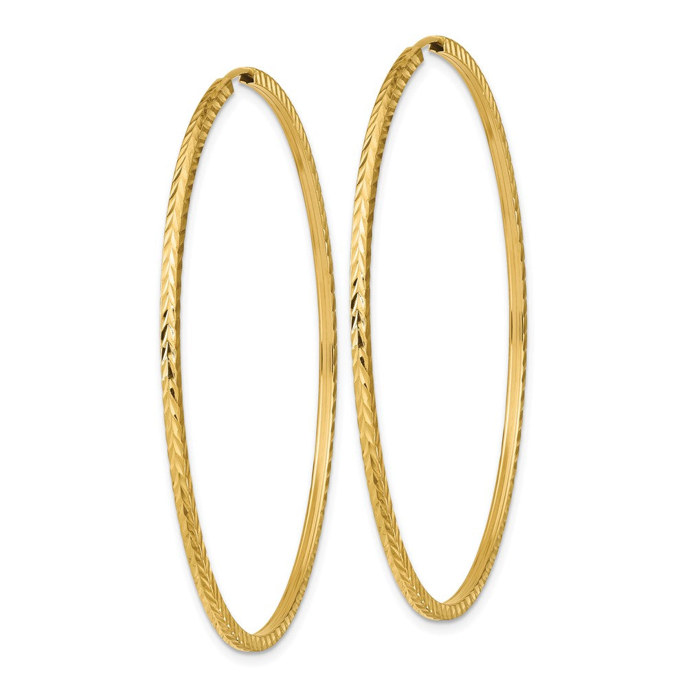 14K Gelbgold Diamantiert Quadratisch Röhre Endlos Creolen