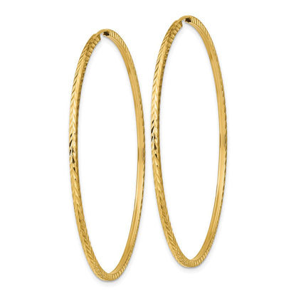 14K Gelbgold Diamantiert Quadratisch Röhre Endlos Creolen